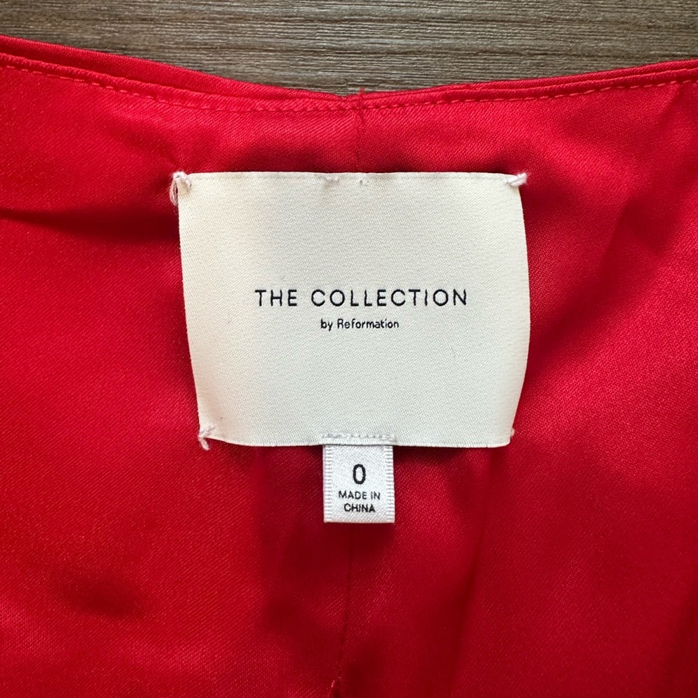 Reformation Red Ruched Puff Sleeve Top - Picture 5 of 7